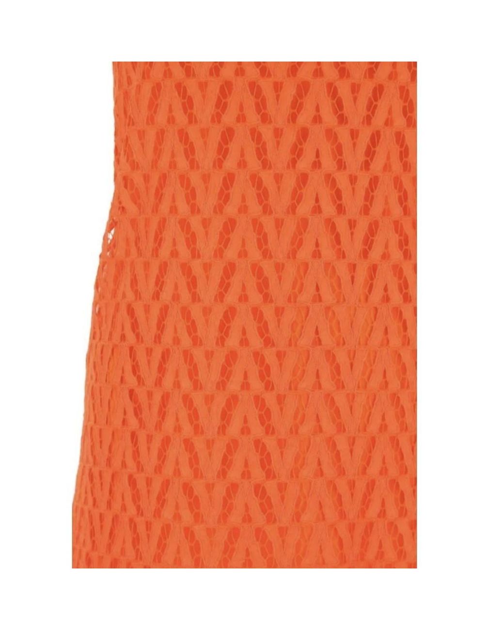 Valentino Orange Logo Patterned Layered Mini Dress