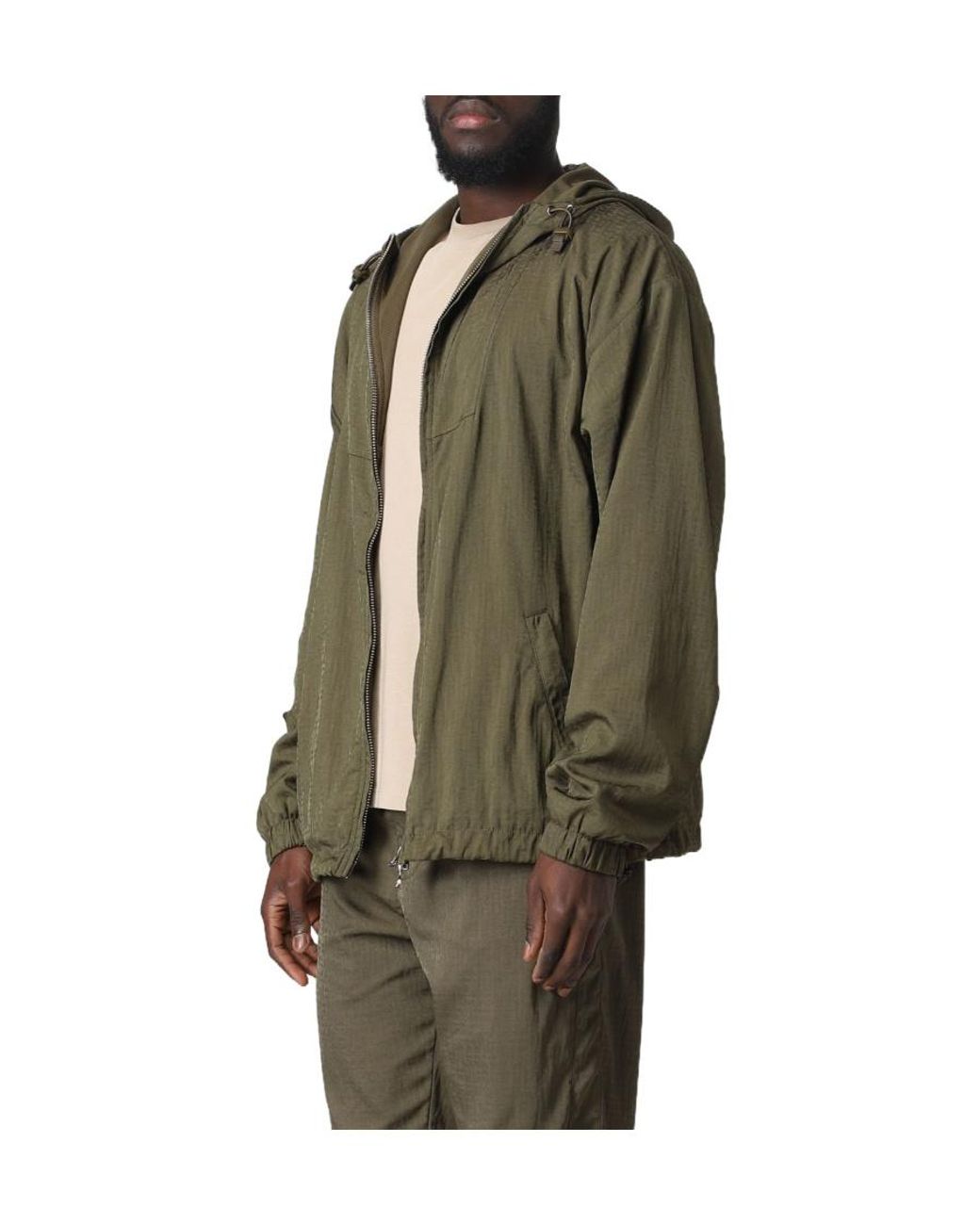 DIESEL Green Logo-Jacquard Zip-Up Jacket