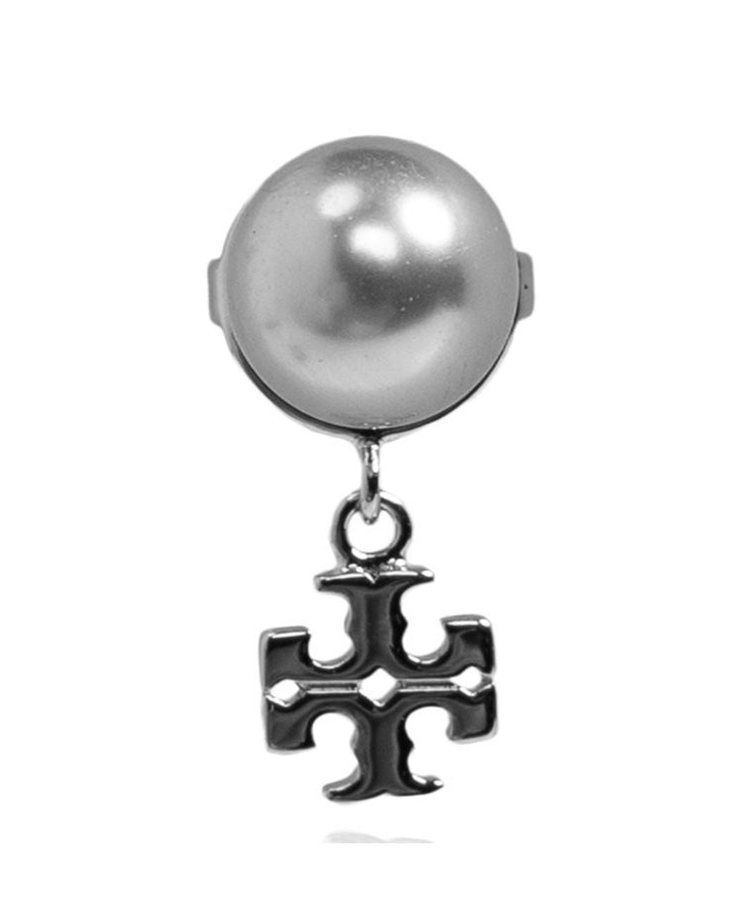 Tory Burch White Glass Bead Earrings
