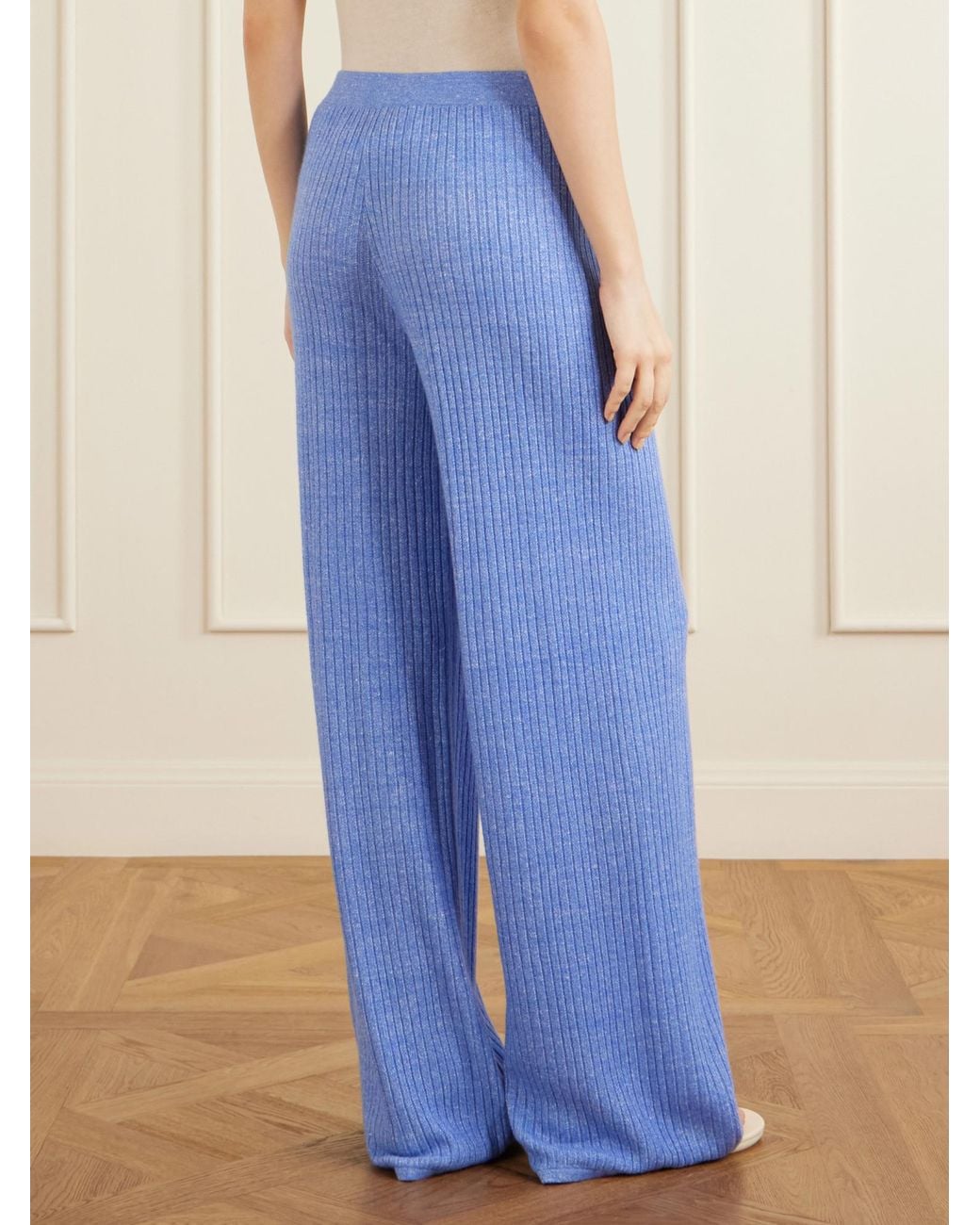 Guest In Residence Blue Lightweight Cashmere Linen Wide-Leg Pants