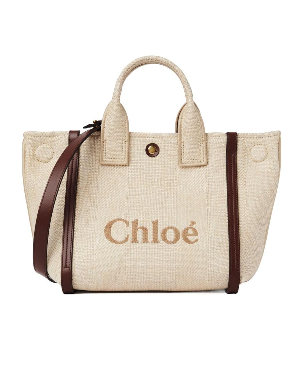 Chloé Natural Chloé Logo Detailed Top Handle Bag