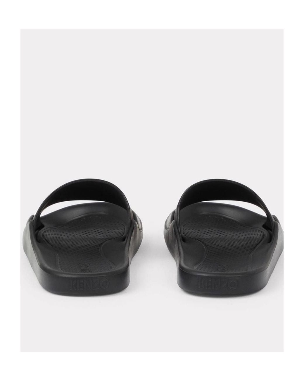 KENZO Black Logo Patch Open Toe Slides