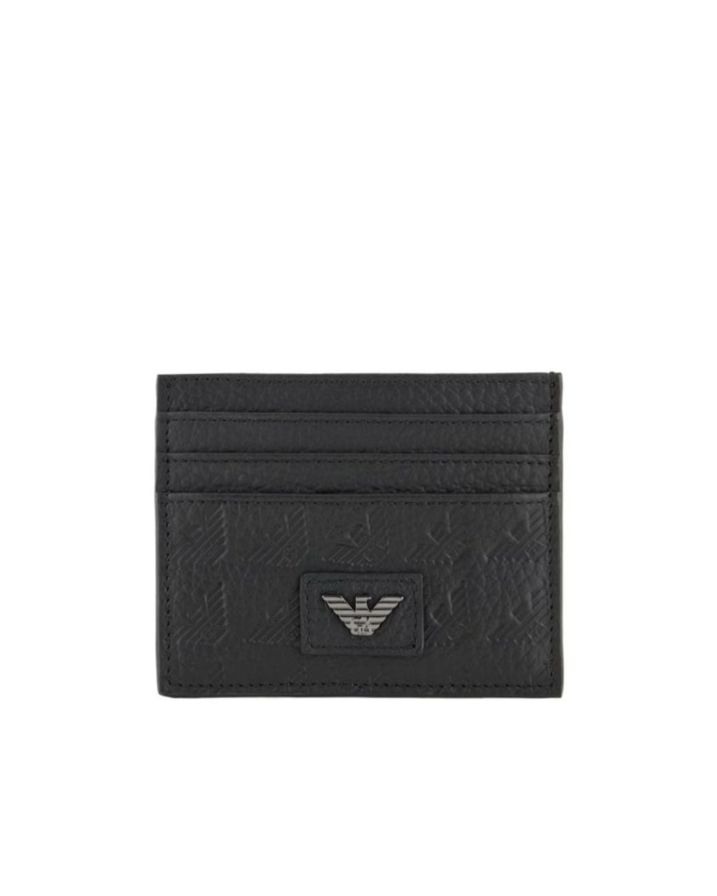 Emporio Armani Black Logo Plaque Card Holder for men