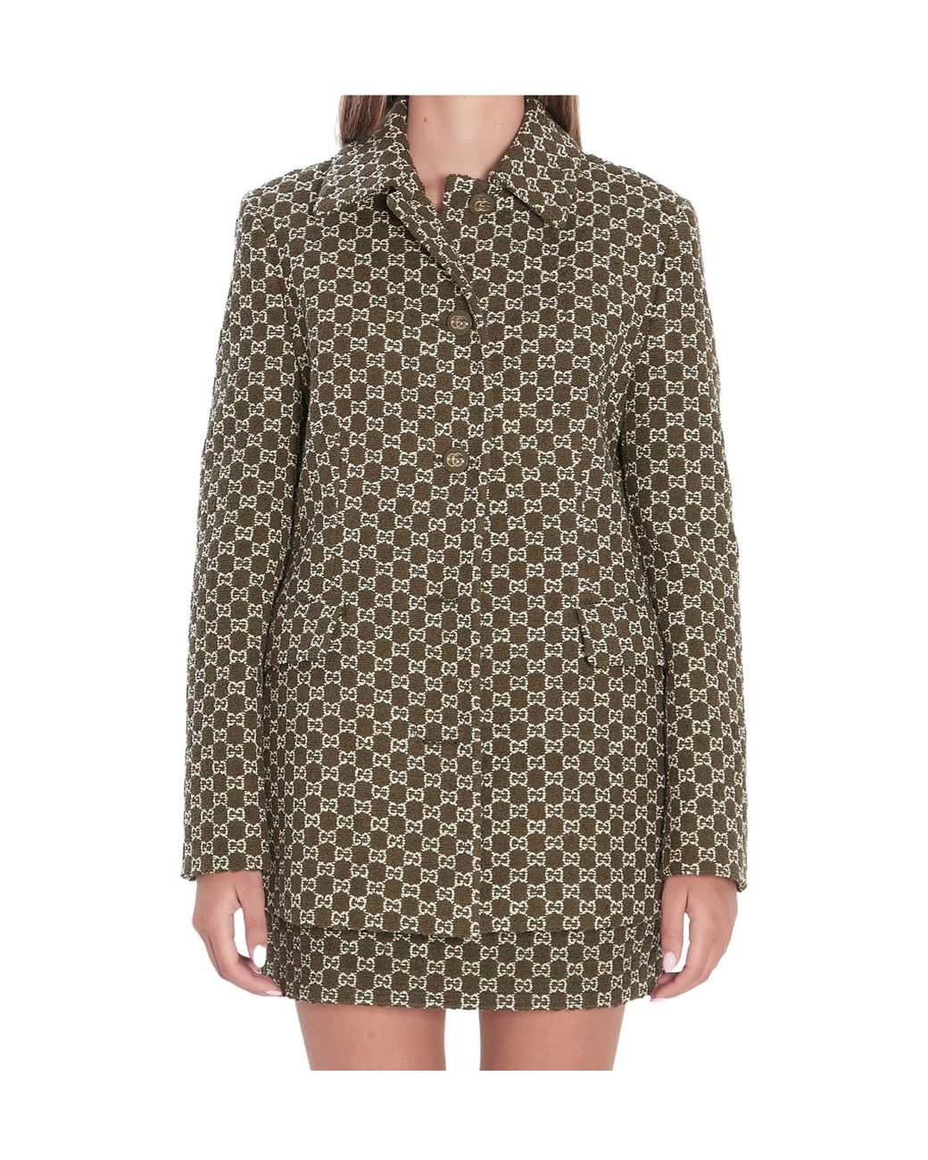Gucci Green Gg Bouclé Cotton Jacket