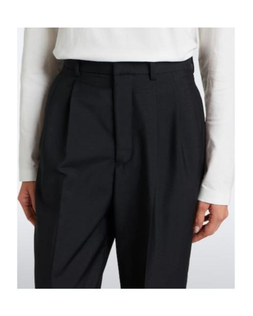 Jil Sander Black Pleated Wool And Mohair Straight Pants