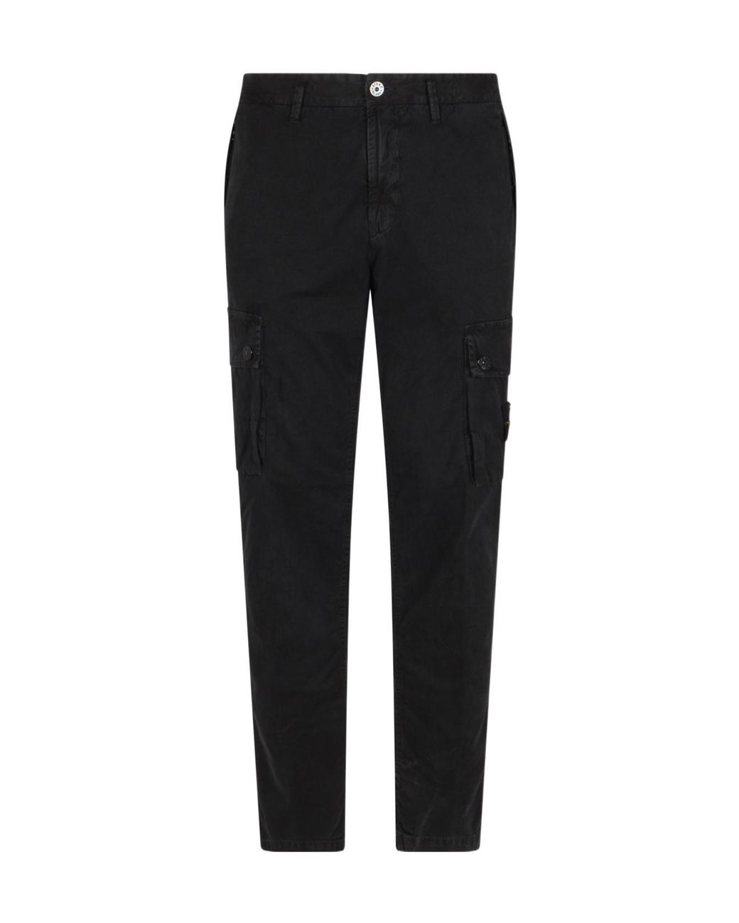 Stone Island Black Logo Patch Cargo Trousers for men