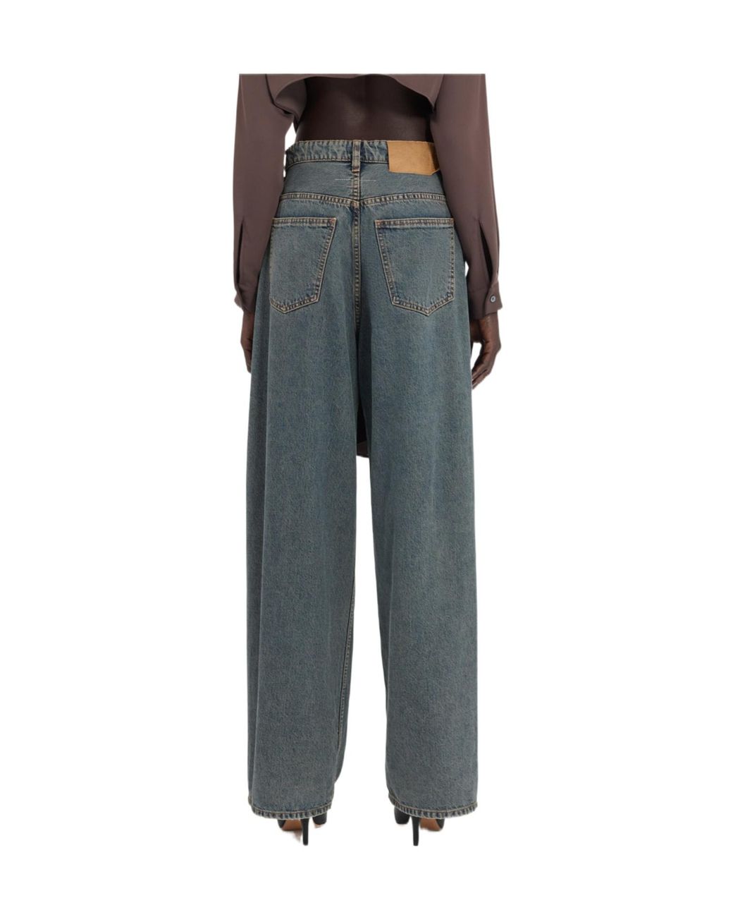 MM6 by Maison Margiela Blue Logo Patch Wide-Leg Jeans