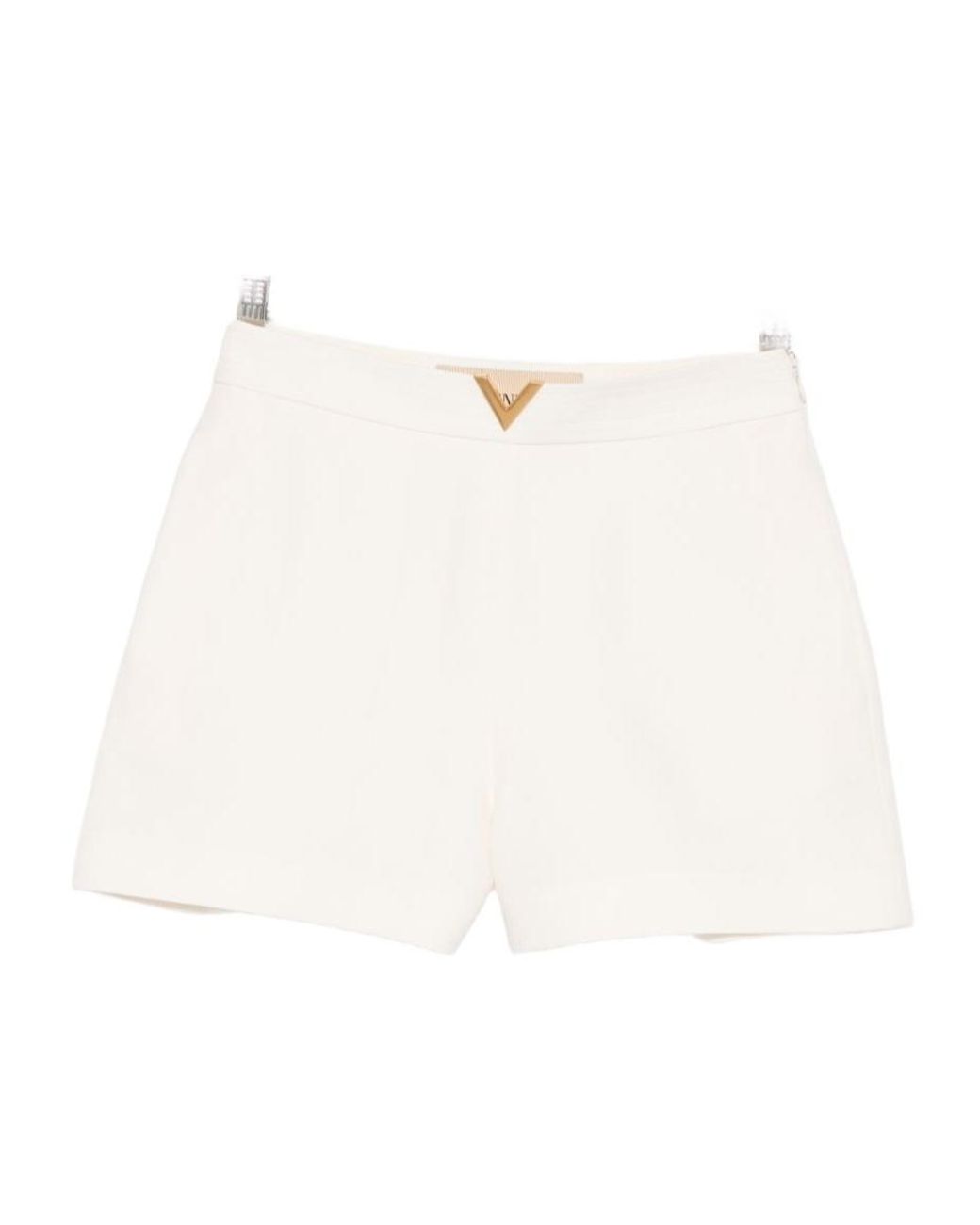 Valentino White Logo Plaque Shorts