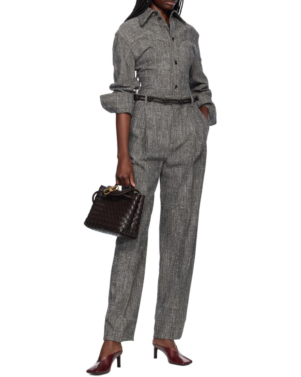 Bottega Veneta Black Melange Viscose And Silk Shirt