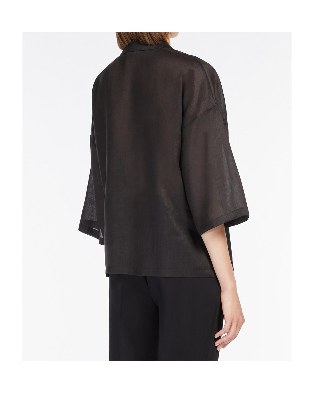 Max Mara Black Studio Legno Embroidered Button-Up Shirt