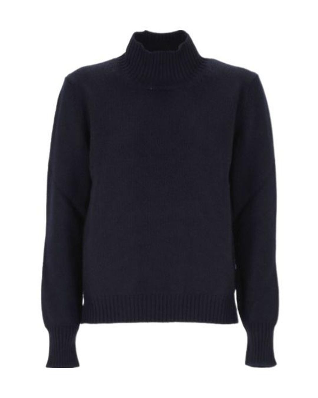 Gran Sasso Blue High-Neck Ribbed-Trim Sweater