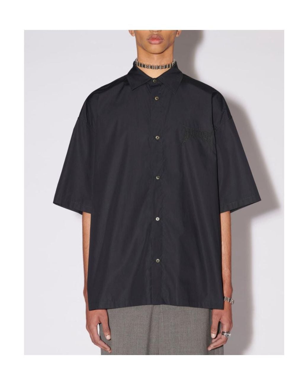 Ambush Blue Logo-Patch Buttoned Shirt for men