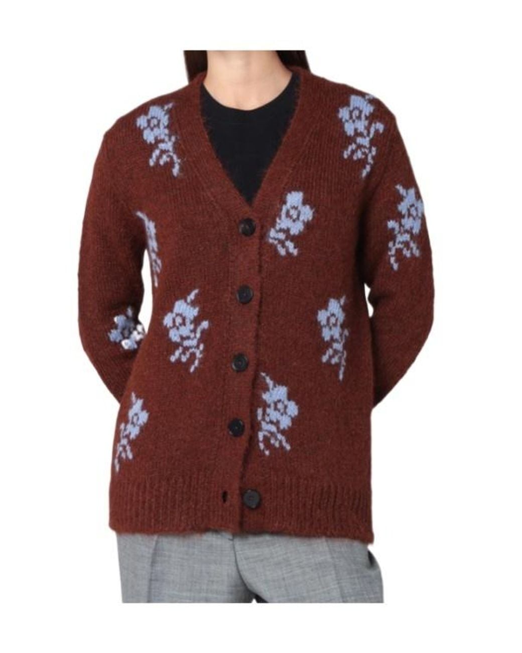 Jil Sander Red Long-Sleeved Cardigan