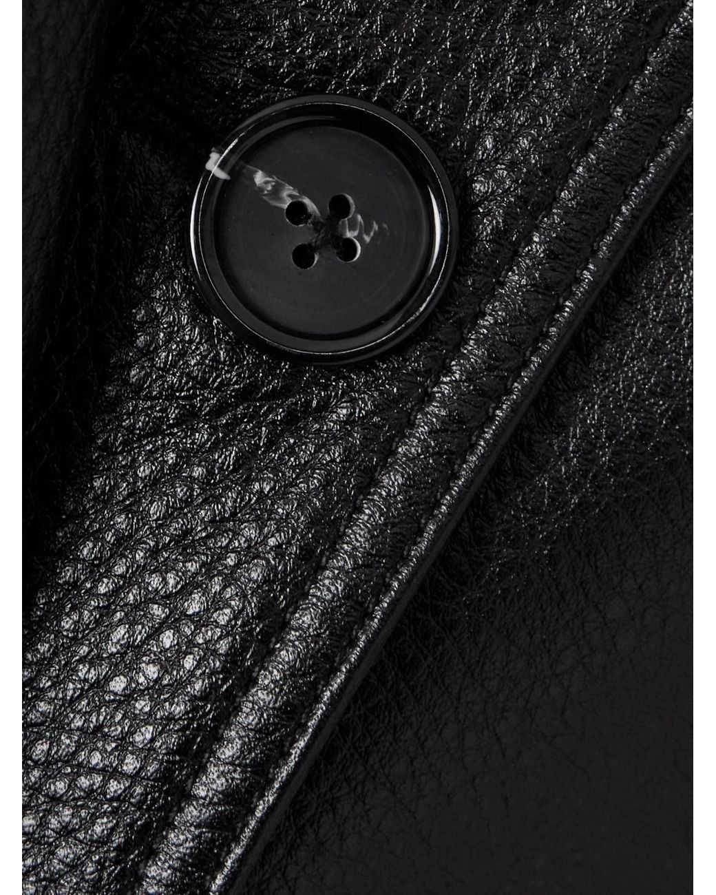 Totême  Black Totême Button-Up Leather Jacket