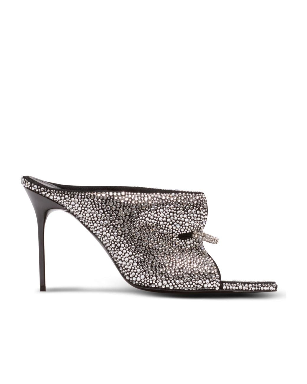 Balmain White Front Piercing Embellished Mules