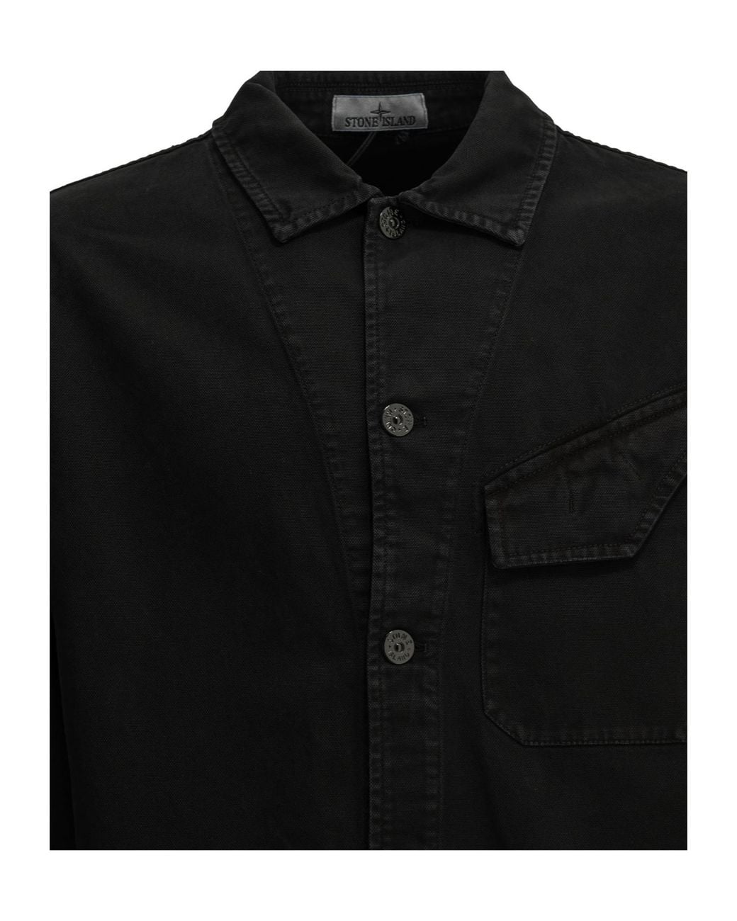 Stone Island Black Button-Up Badge Jacket for men