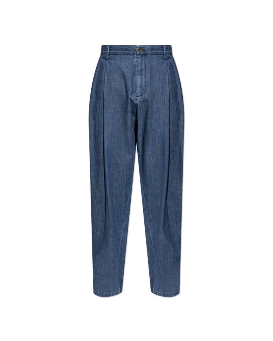 Dolce & Gabbana Blue Pleated Jeans for men