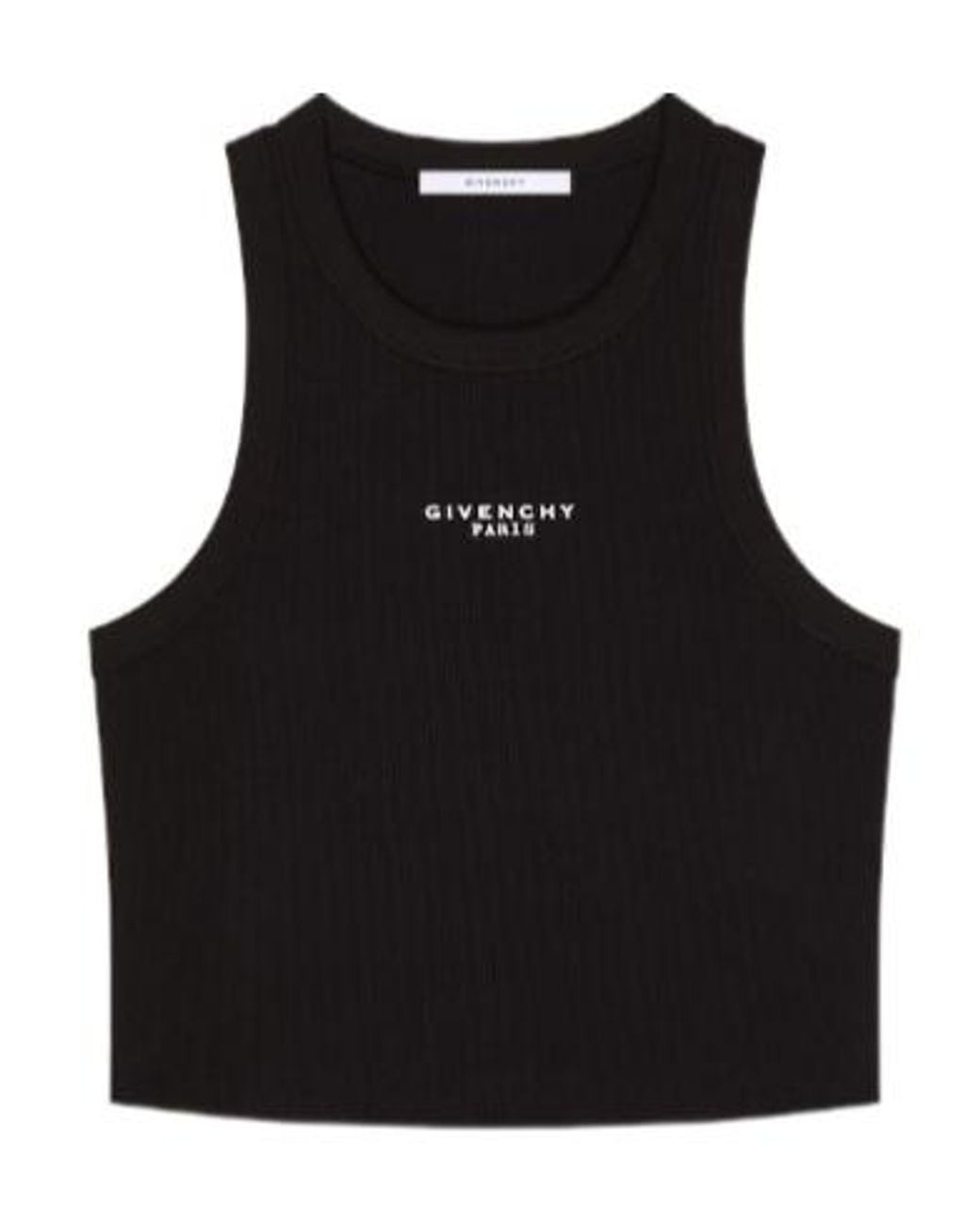 Givenchy Black Paris Logo Printed Cropped Tank Top