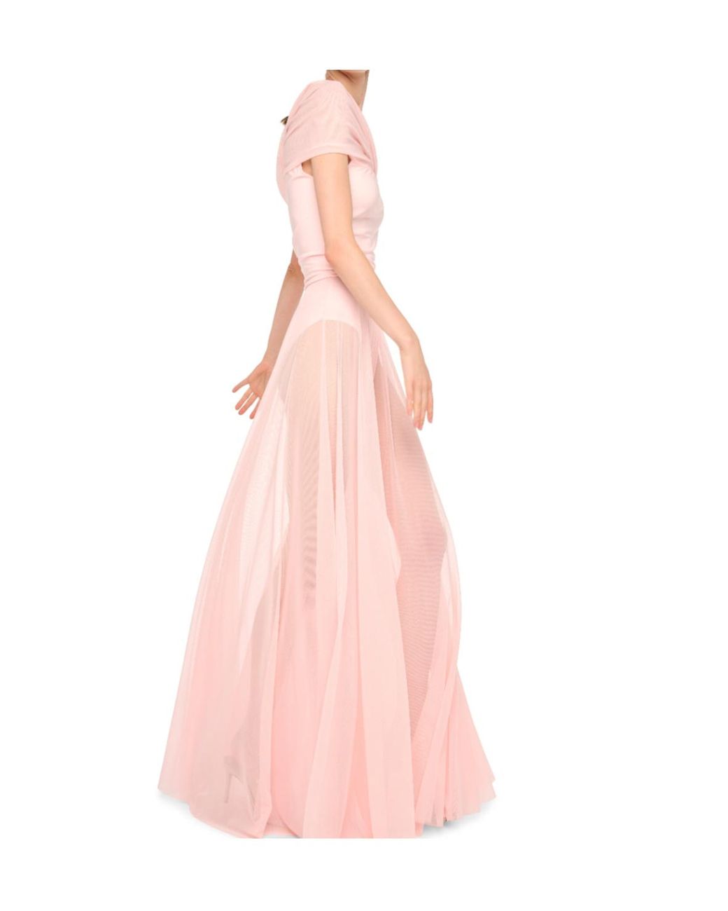 Norma Kamali Pink Cowl-Neck Maxi Dress