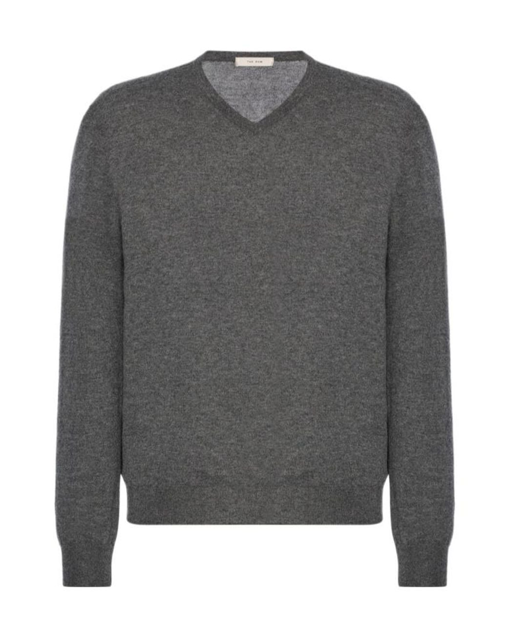 The Row Gray Mapple V-Neck Cashmere Sweater for men