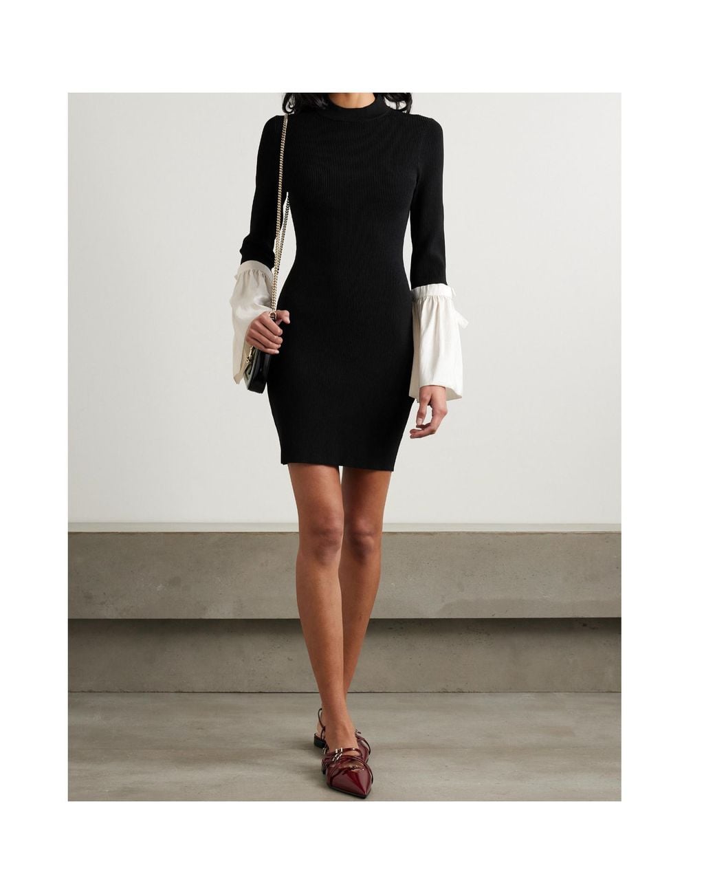 Jonathan Simkhai Black Ribbed-Knit Mini Dress