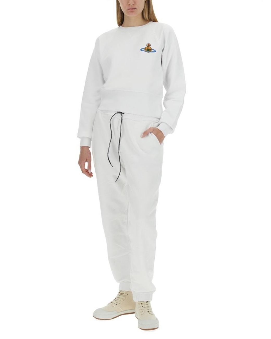 Vivienne Westwood White Orb-Embroidered Cotton Track Pants for men