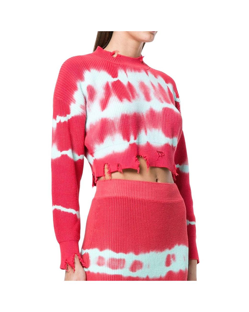 MSGM Red Imitation Old Knitted Pullover