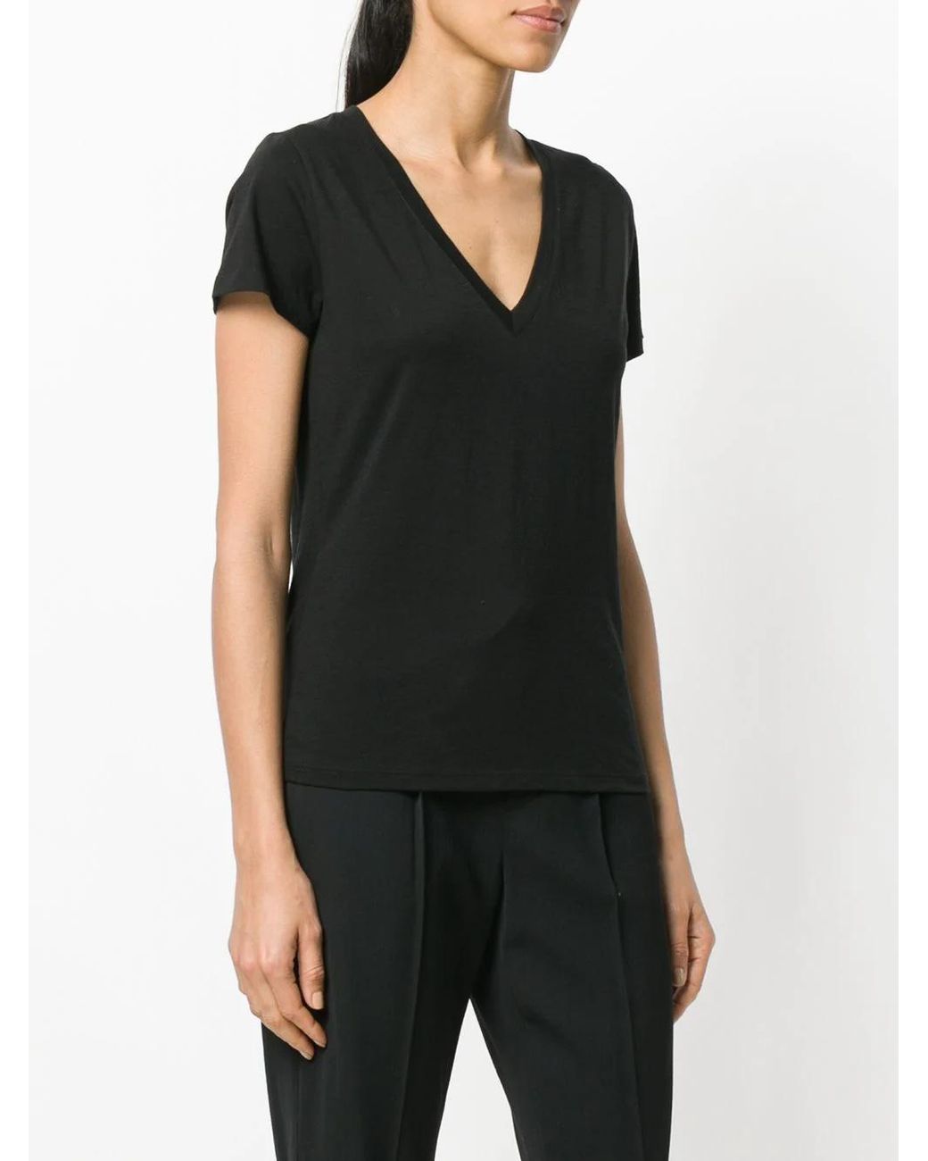 Vince Black Classic V-Neck Short-Sleeved T-Shirt