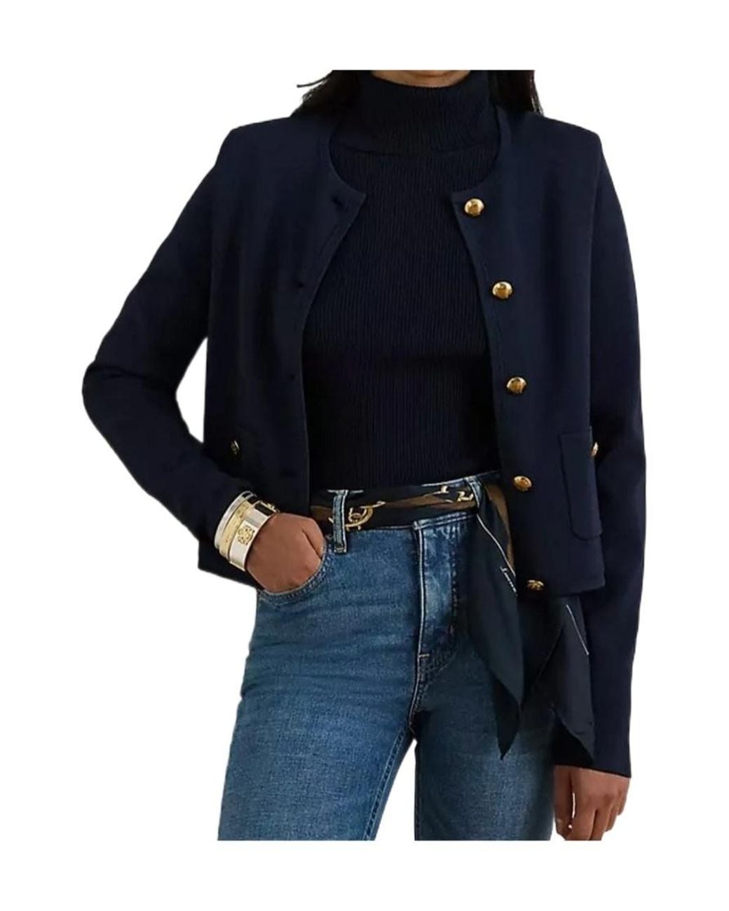 Ralph Lauren Blue Buttoned Pocket Cardigan