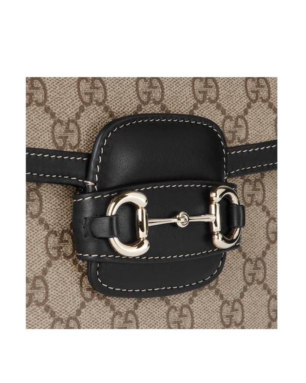 Gucci Black Horsebit 1955 Soft Small Shoulder Bag, Gg Canvas