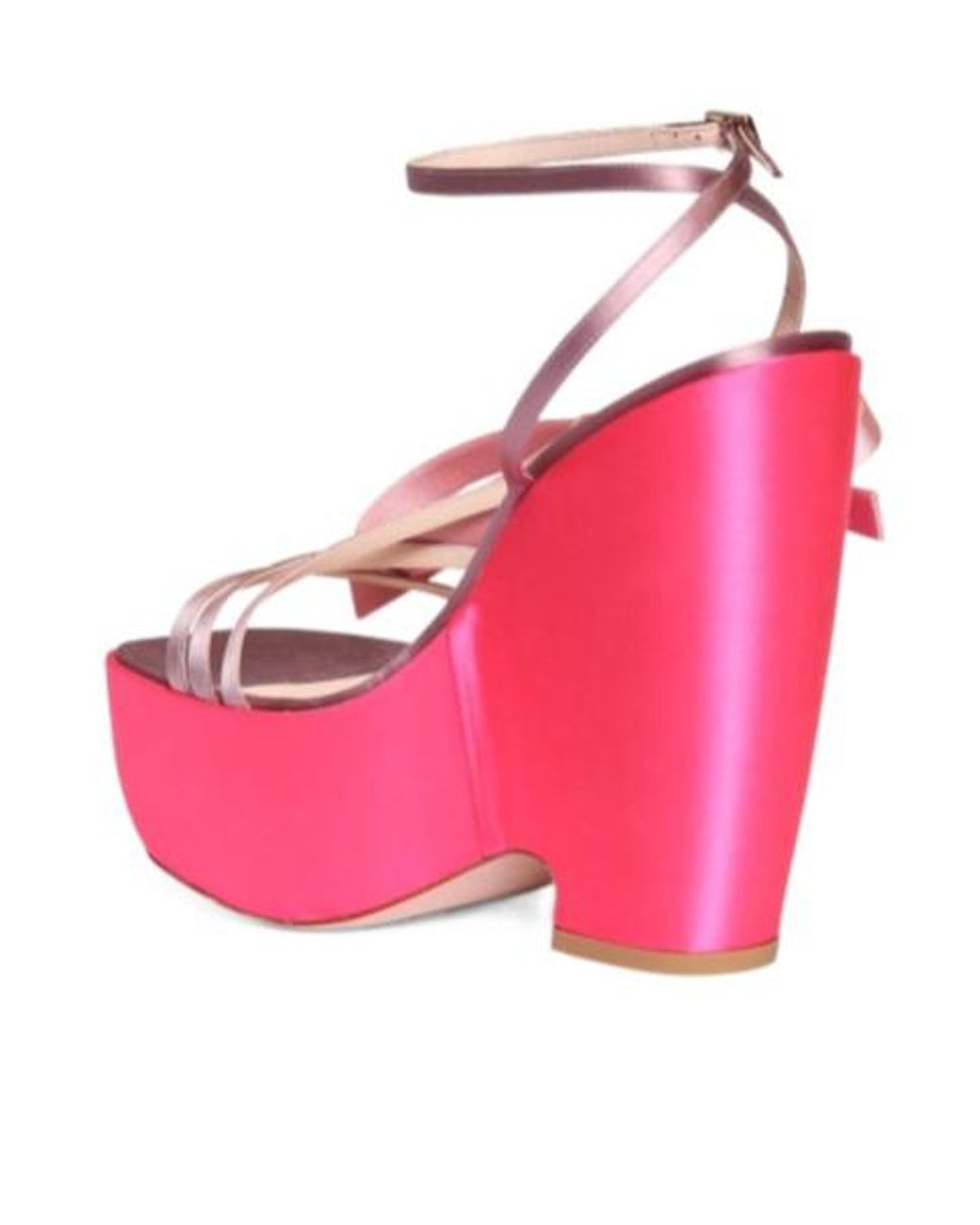Roger Vivier Pink Choc Bow Satin Wedges