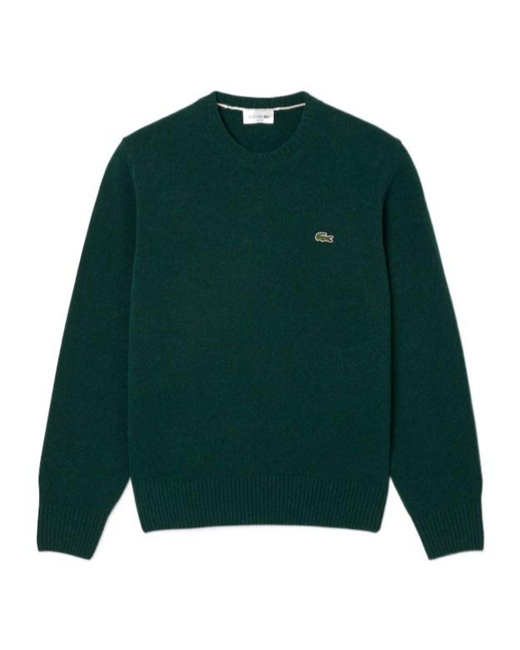 Lacoste Green Logo Patch Ribbed Crewneck Jumper for men