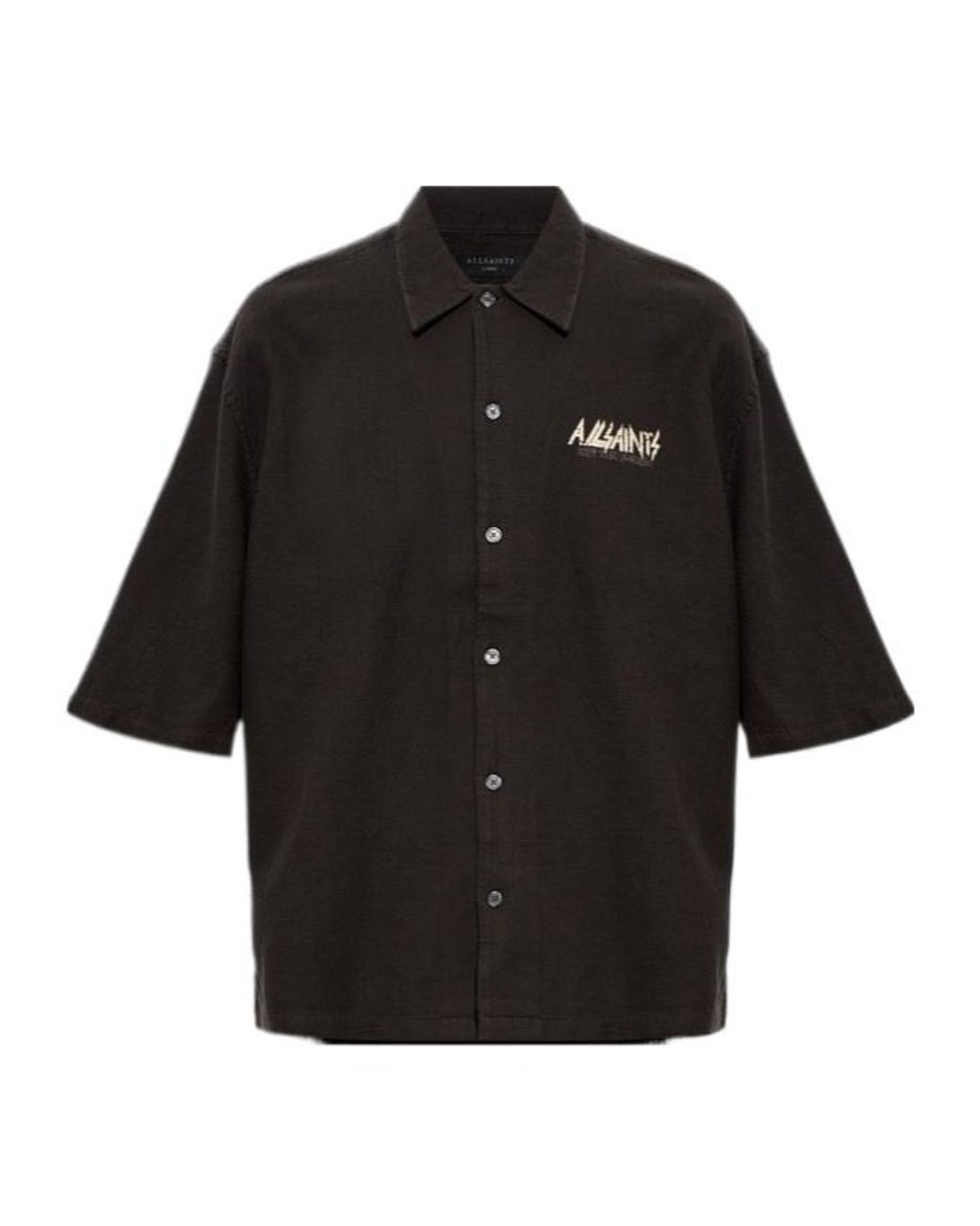 AllSaints Black Logo Short Sleeve Shirt for men