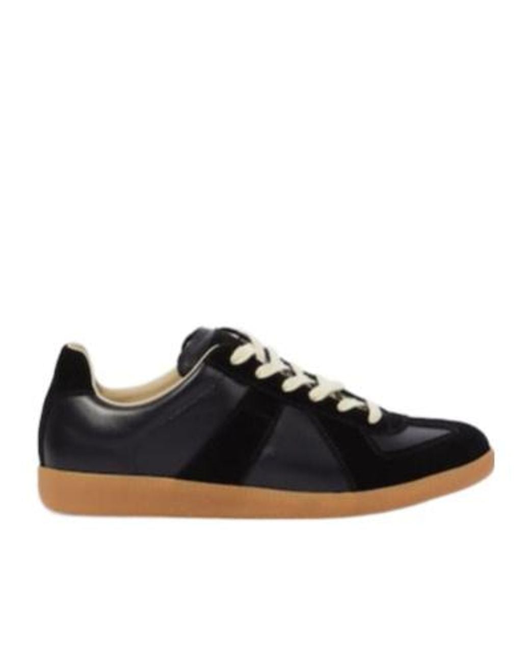 Maison Margiela Black Replica Leather And Suede Sneakers for men
