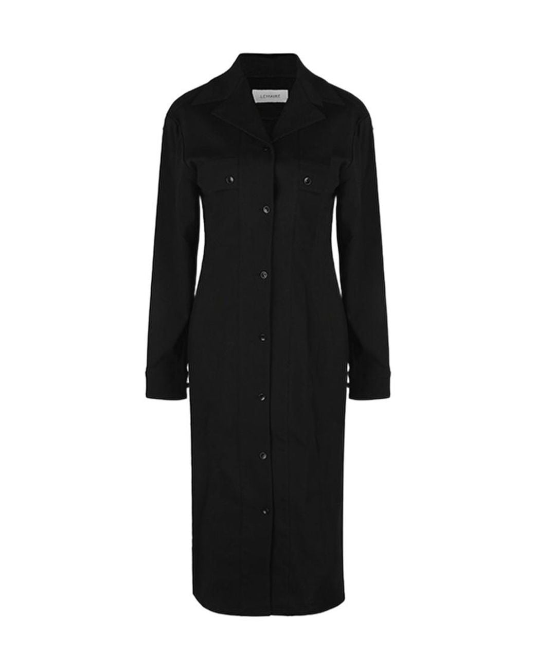 Lemaire Black Notched-Collar Long-Sleeve Dress