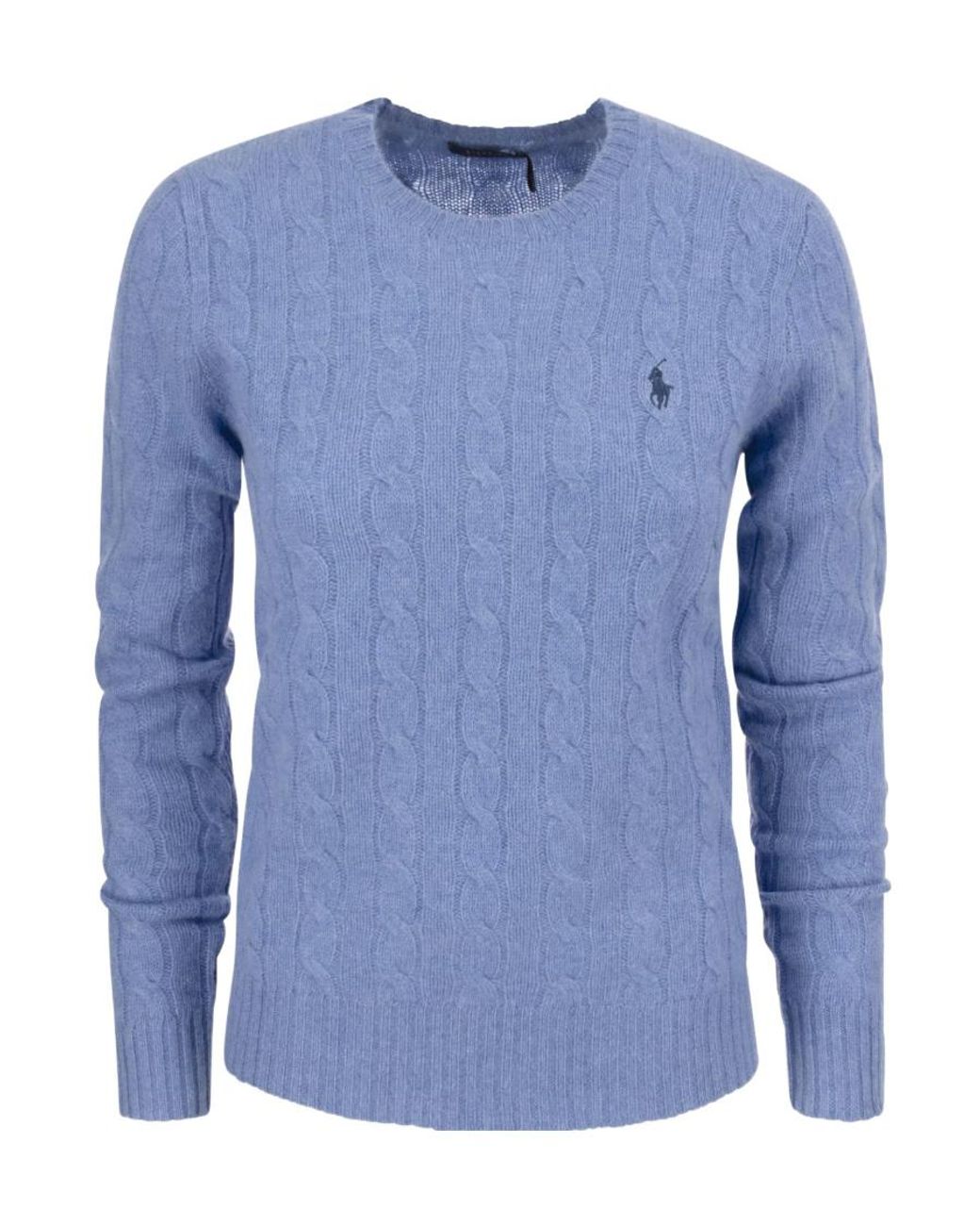 Polo Ralph Lauren Blue Logo-Embroidered Cable-Knit Jumper