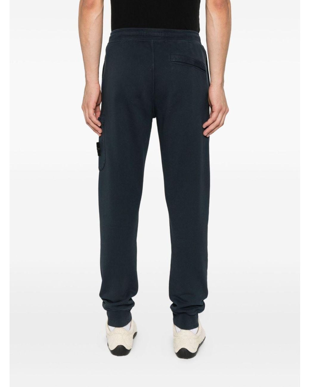 Stone Island Blue Logo Patch Drawstring Trousers for men