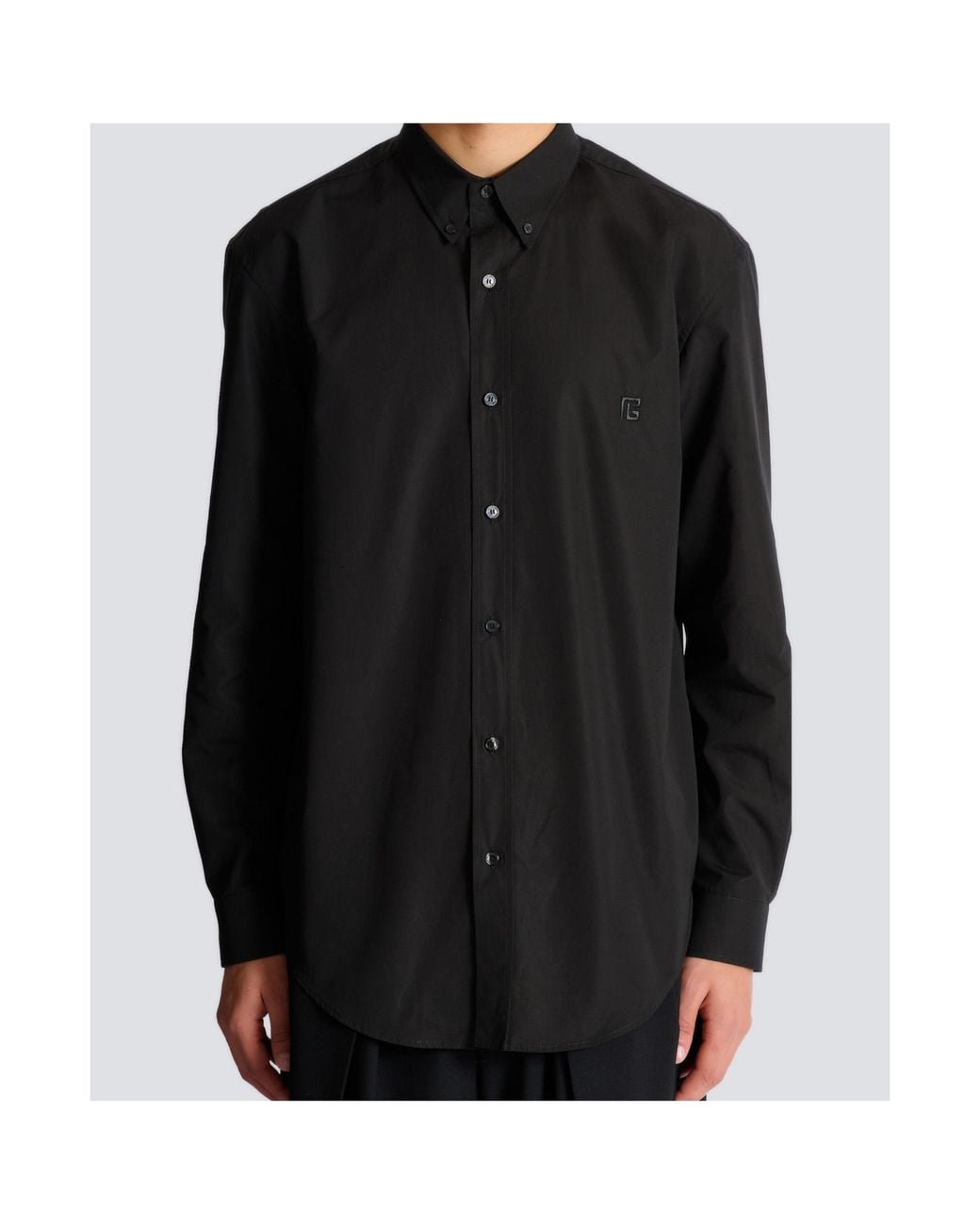 Balmain Black Cotton Poplin Shirt for men