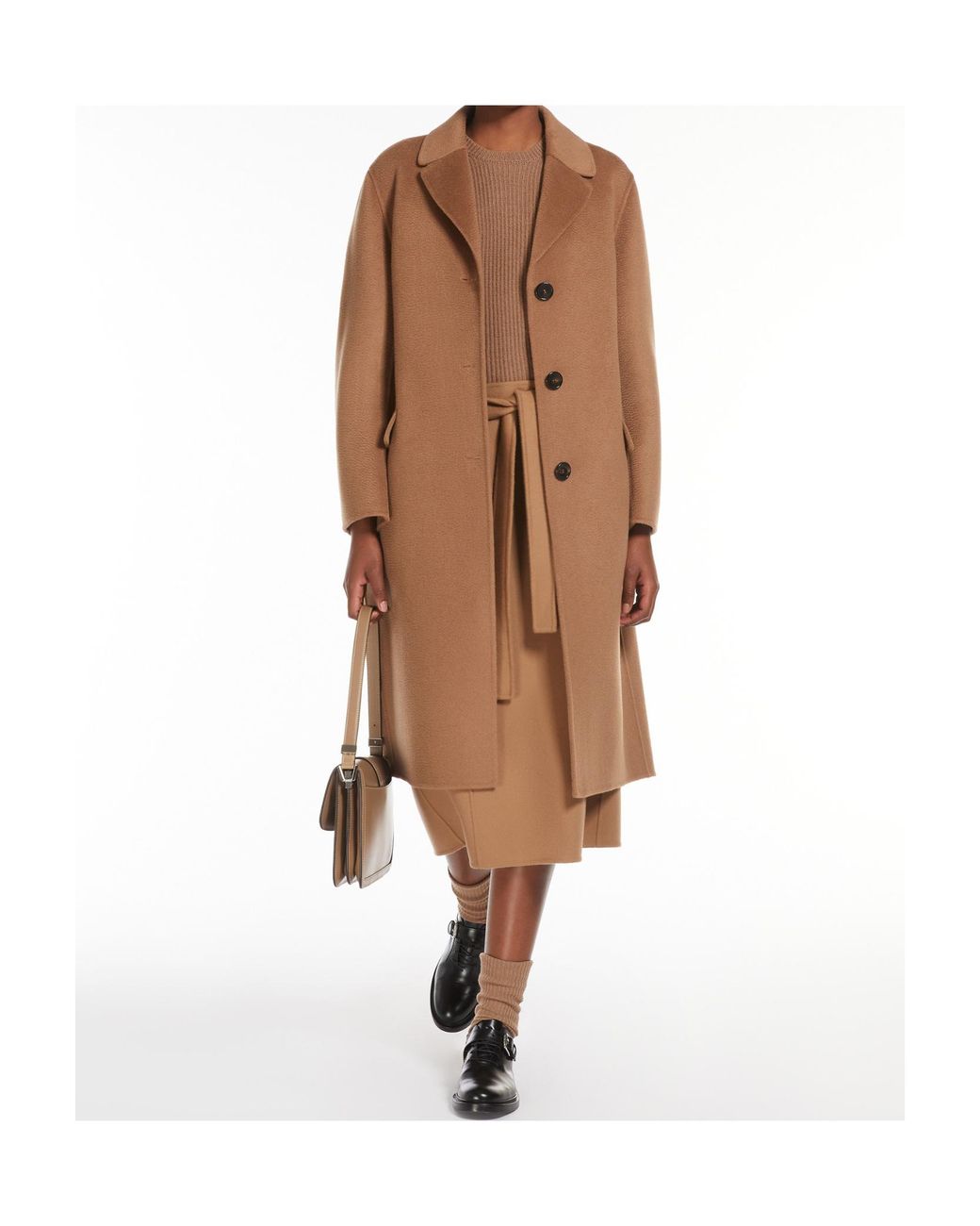 Max Mara Brown Wool Cashmere Medium Long Coat