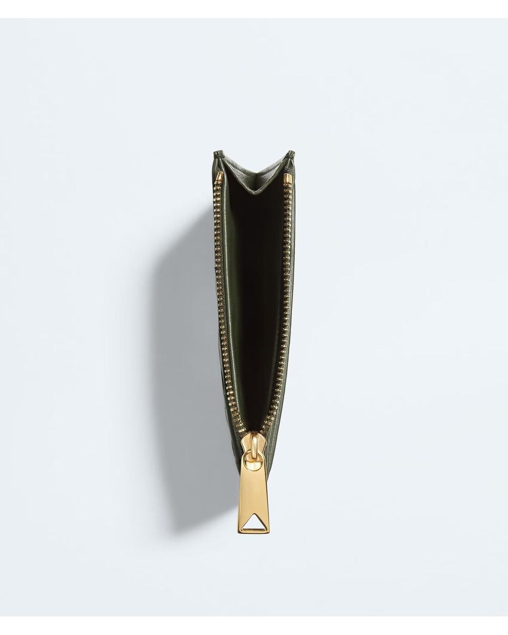 Bottega Veneta Green Woven Zipper Card Holder