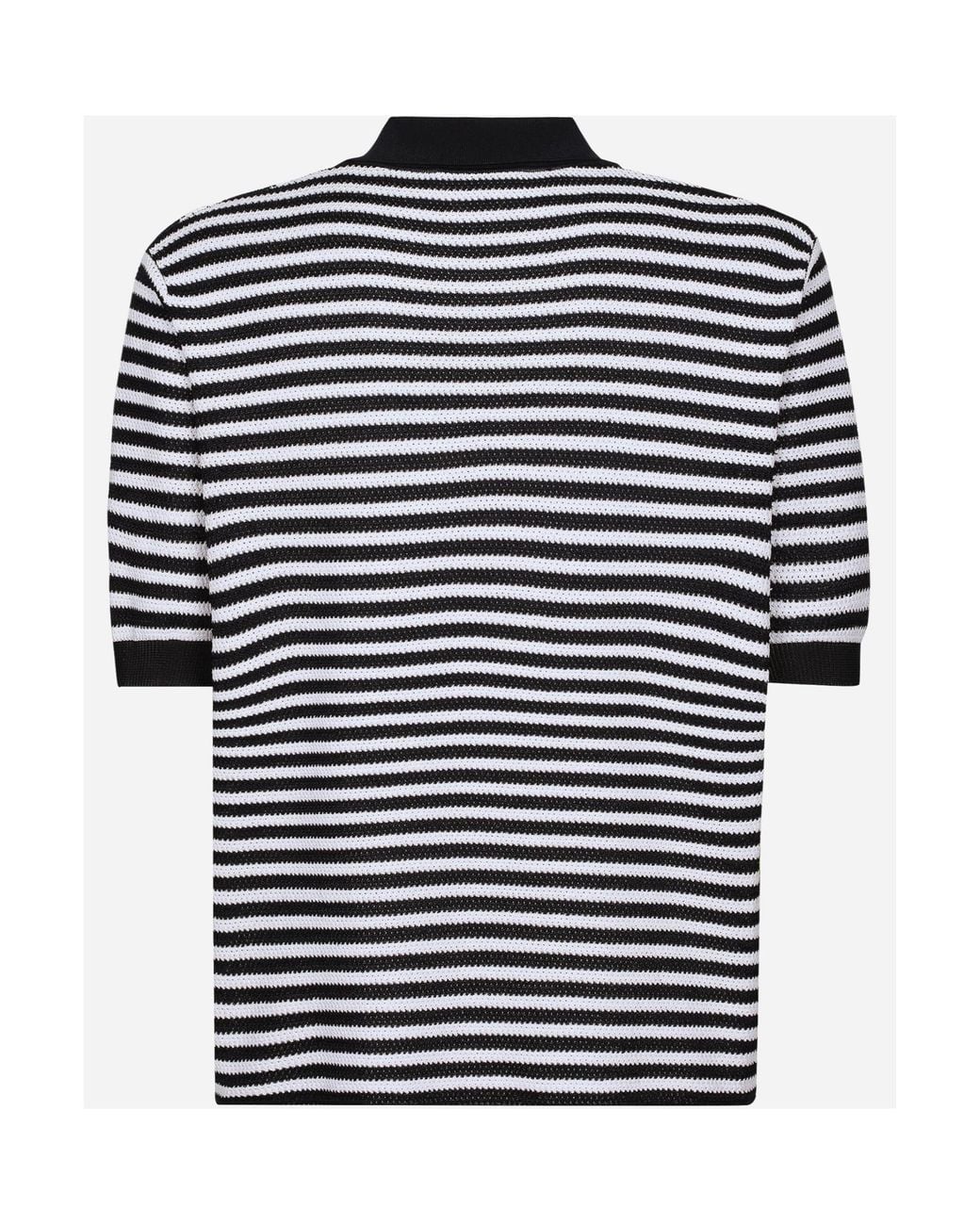 Dolce & Gabbana Blue Dg Logo Embroidered Striped V-Neck Polo Shirt for men