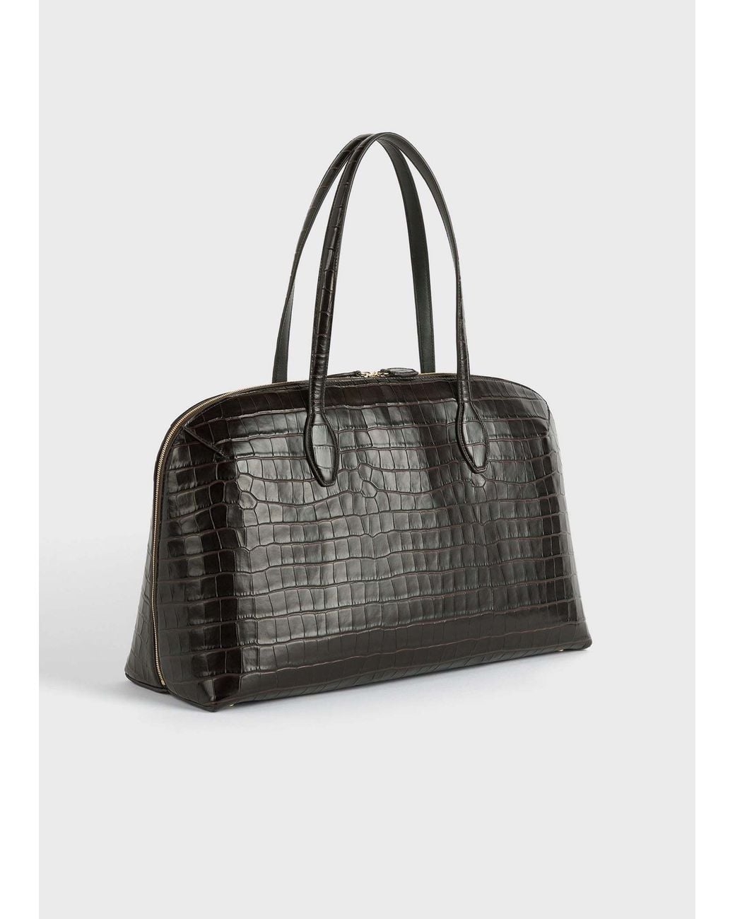Totême  Black Totême Embossed Zip-Up Tote Bag