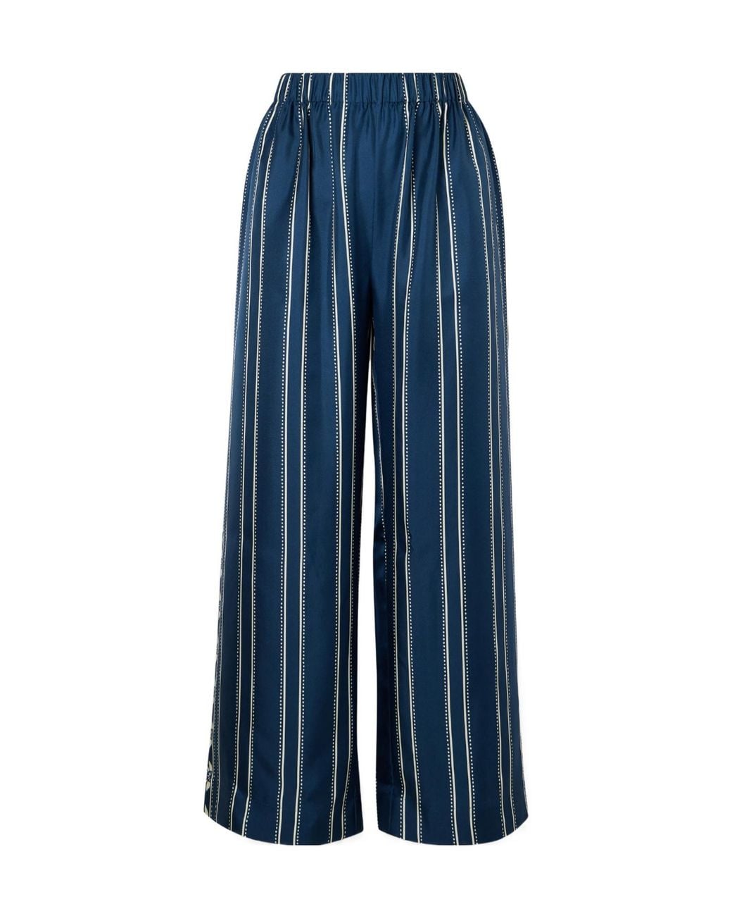 Eres Blue Striped Silk-Voile Straight-Leg Pants