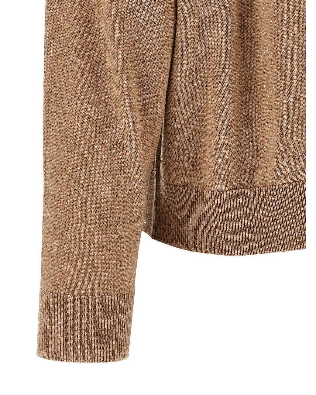 Peserico Brown Sequined Knit Sweater