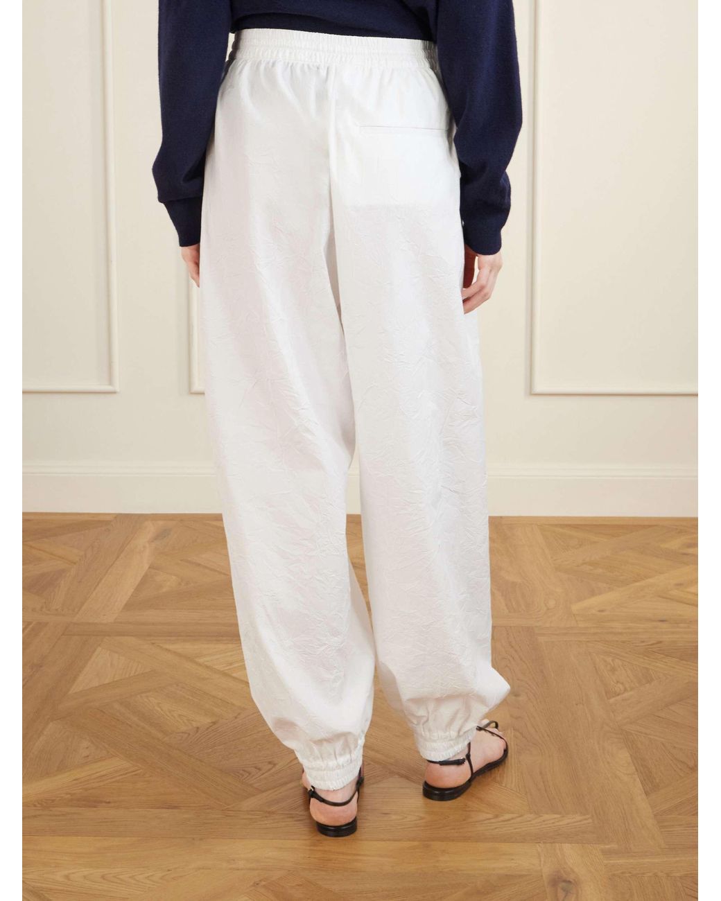 Rohe White Crinkled Cotton-Blend Tapered Pants