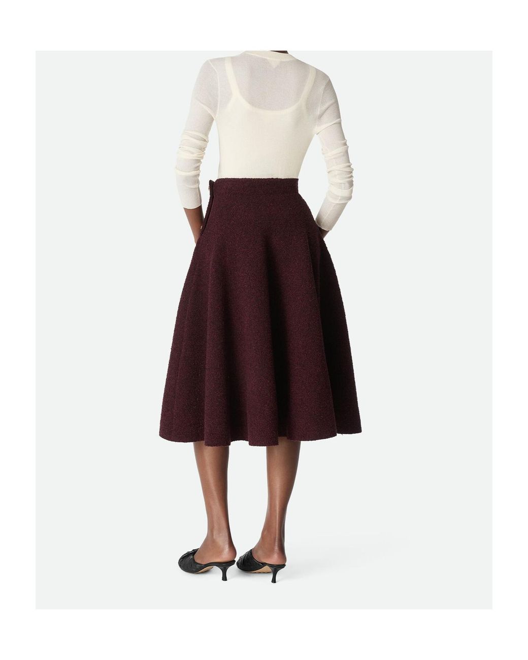 Bottega Veneta Red Wool Bouclé Skirt