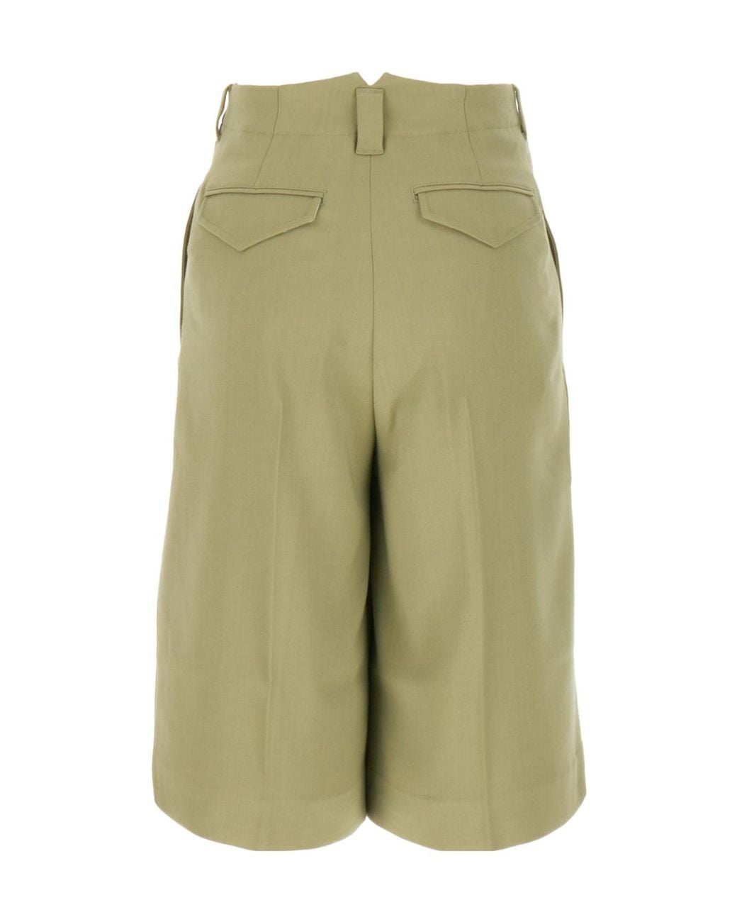 AMI Green Faille High-Waist Knee-Length Shorts