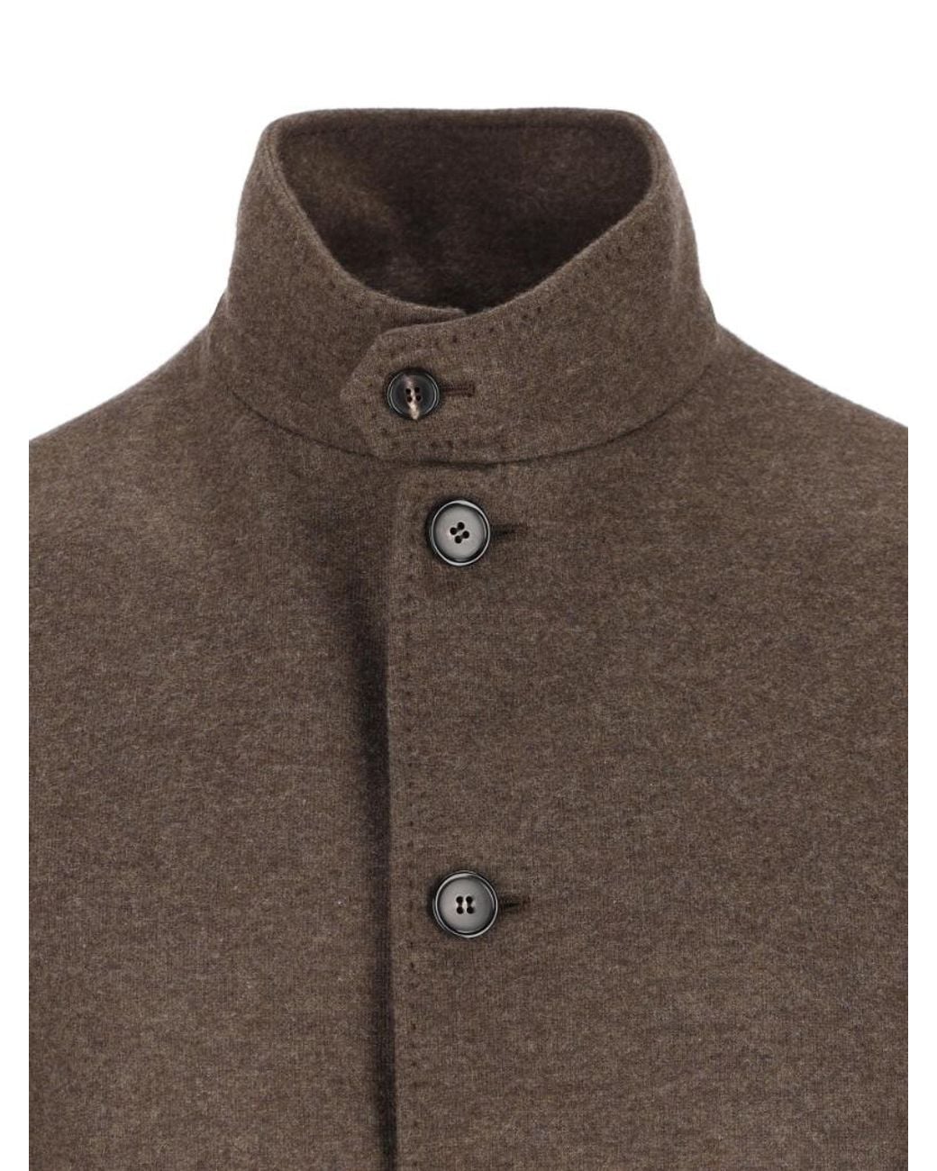 Loro Piana Brown High-Neck Sweater Coat for men