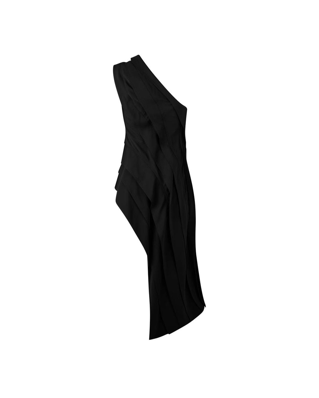 Bottega Veneta Black Asymmetrical Pleated Cover-Up