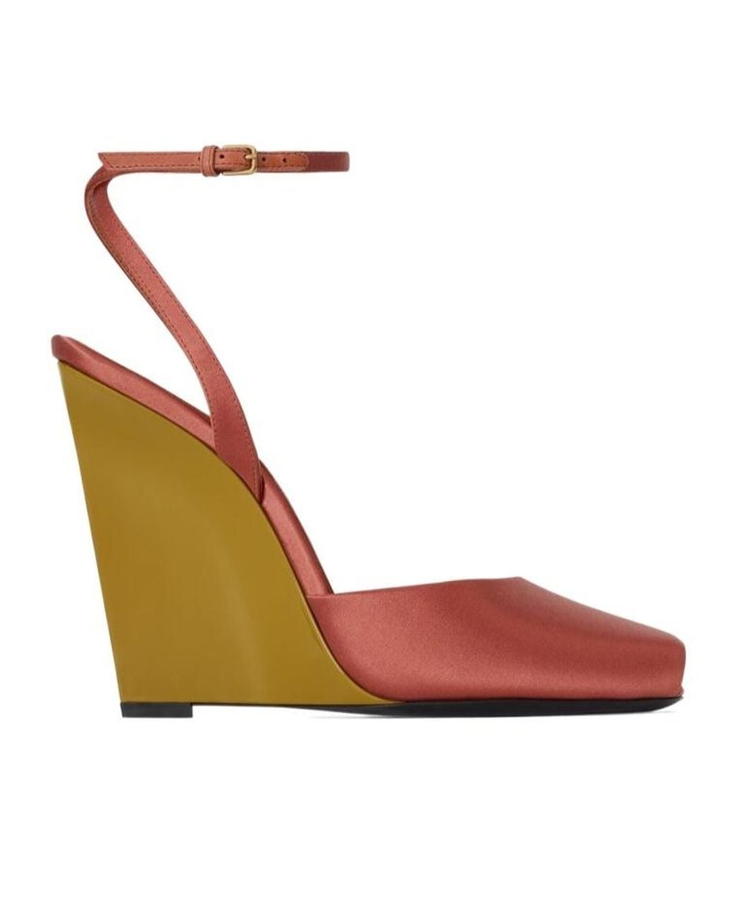 Saint Laurent Metallic La Scandale Wedge Sandals